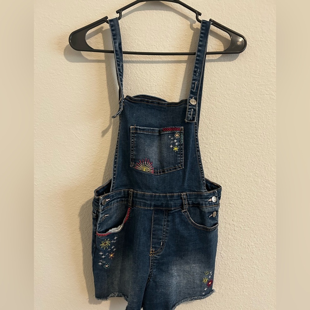 Embroidered Denim Overalls
